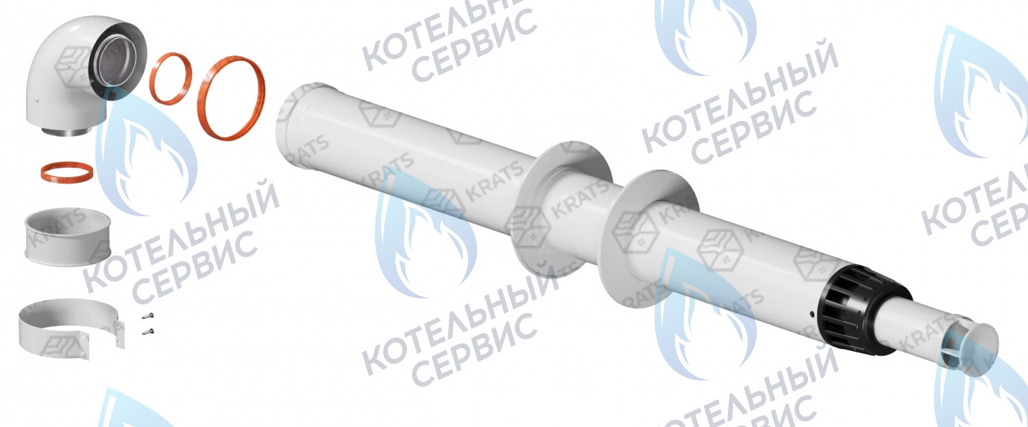 KTL-01V-1 Коаксиальный комплект дымохода 60/100 1м KRATS АНТИЛЁД (без фланца) в Оренбурге	