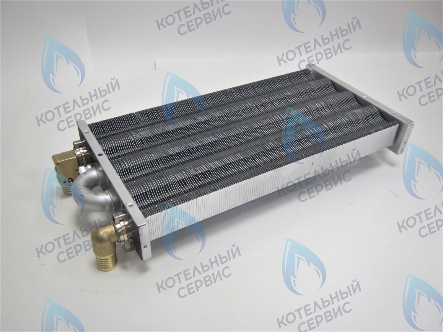 EM021-348-Фитинг-Комп Теплообменник отопления с фитингами (348 мм) 147 FIN (350MSC) DAEWOO в Оренбурге	