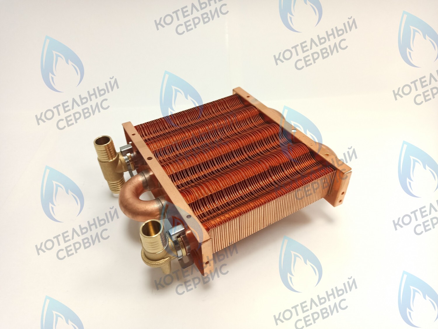 EM021-142-02-Фитинг-Комп Теплообменник первичный основной (с фитингами) 142мм 67 FIN (100 HSG/ICH/MSC) DAEWOO в Оренбурге	