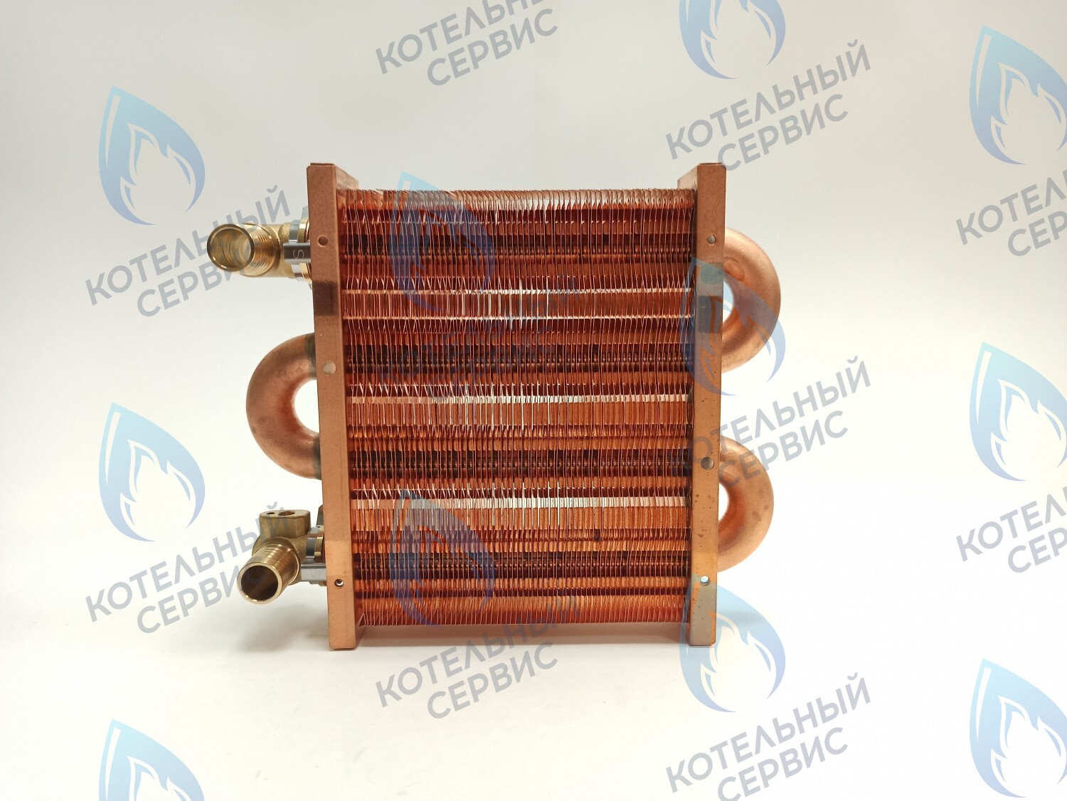 EM021-142-02-Фитинг-Комп Теплообменник первичный основной (с фитингами) 142мм 67 FIN (100 HSG/ICH/MSC) DAEWOO в Оренбурге	