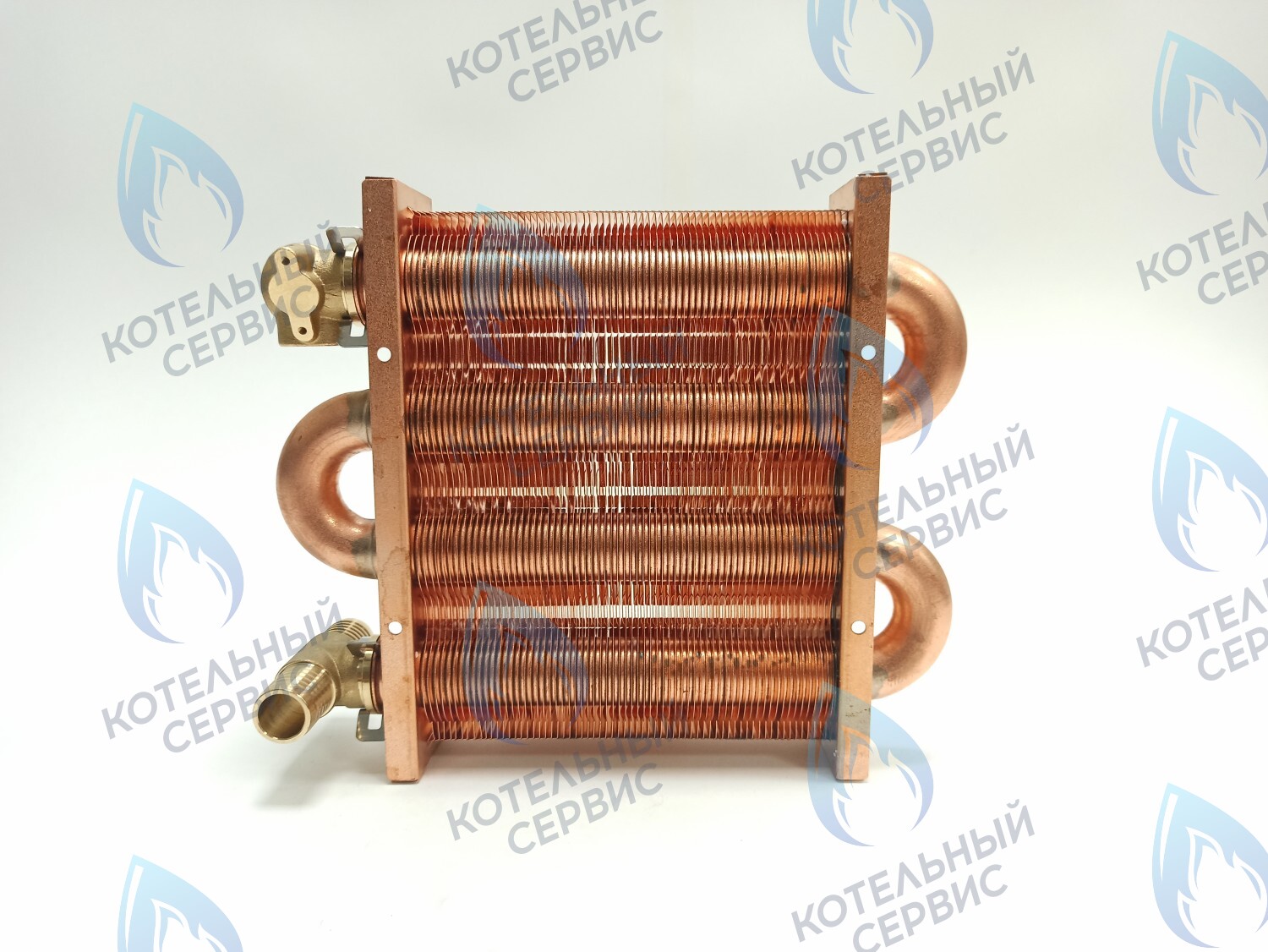 EM021-142-02-Фитинг-Комп Теплообменник первичный основной (с фитингами) 142мм 67 FIN (100 HSG/ICH/MSC) DAEWOO в Оренбурге	