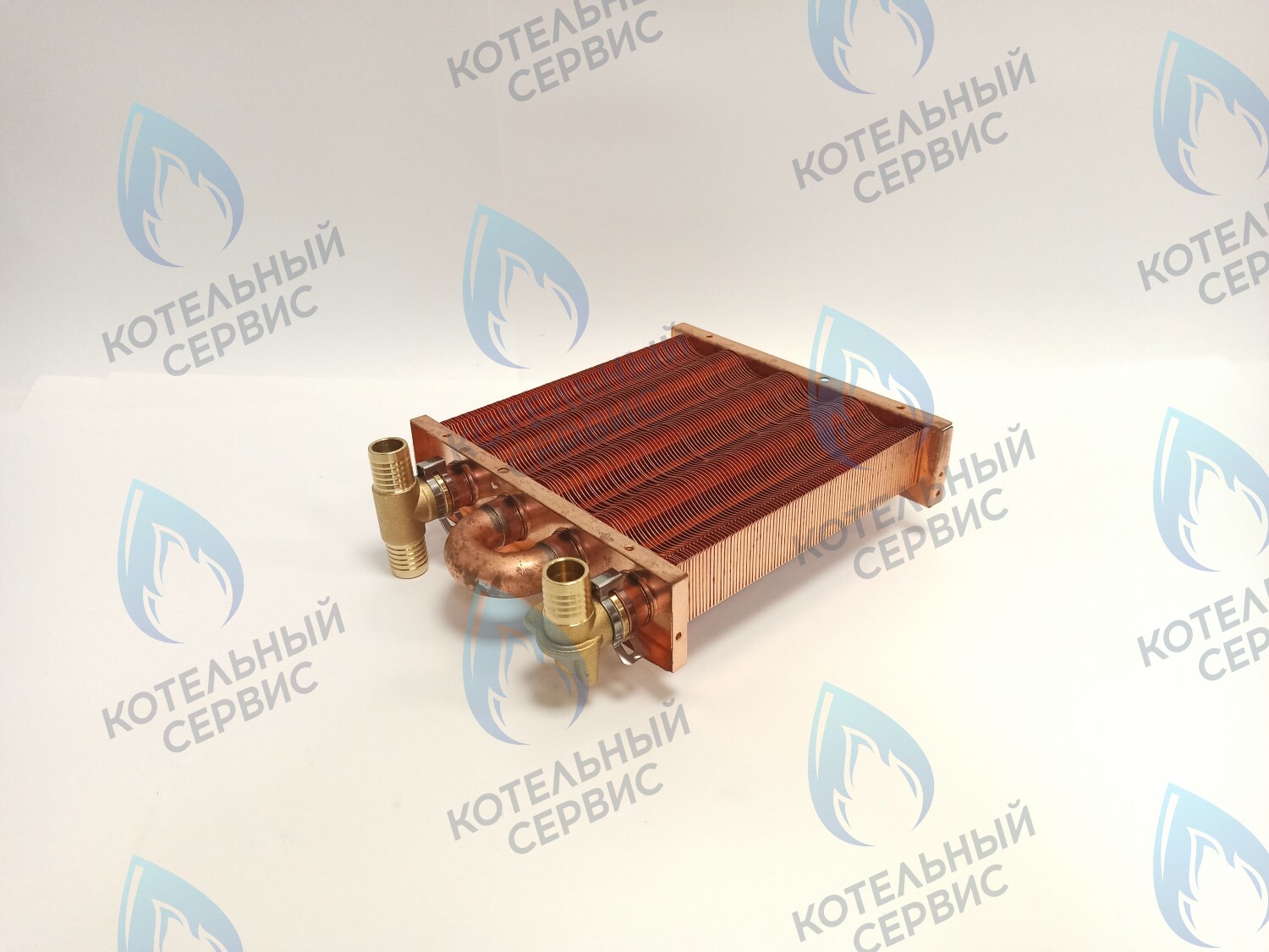 EM021-180-02-Фитинг-Комп Теплообменник первичный основной (с фитингами) 180мм 85 FIN (130-200 HSG/ICH/MSC) (3318108610, 3318108640) DAEWOO в Оренбурге	