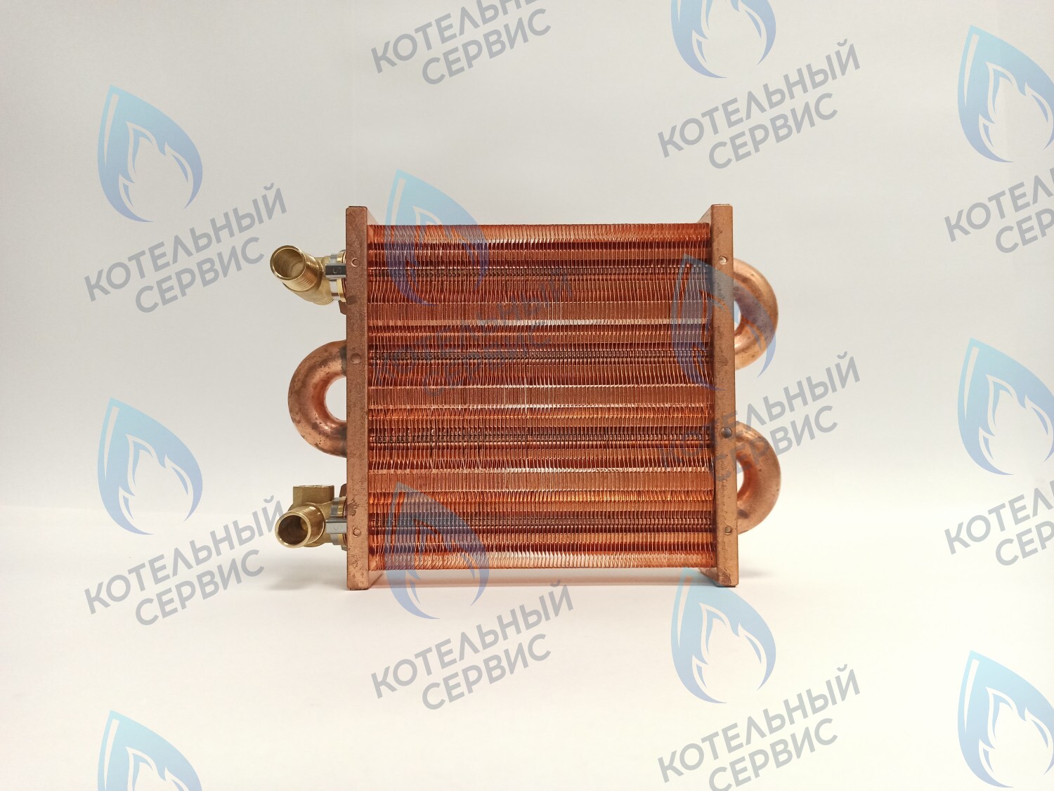 EM021-180-02-Фитинг-Комп Теплообменник первичный основной (с фитингами) 180мм 85 FIN (130-200 HSG/ICH/MSC) (3318108610, 3318108640) DAEWOO в Оренбурге	