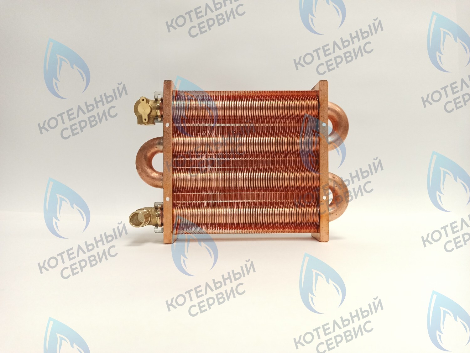 EM021-180-02-Фитинг-Комп Теплообменник первичный основной (с фитингами) 180мм 85 FIN (130-200 HSG/ICH/MSC) (3318108610, 3318108640) DAEWOO в Оренбурге	