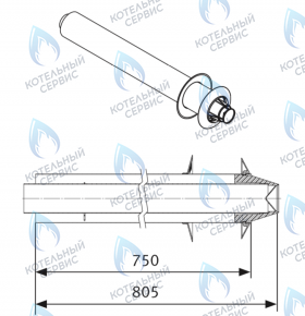 Участок коаксиальный 0,75 м (труба), Ø60/100мм для горизонтального прохода через стену с оголовком из пластика,