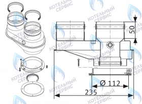Адаптер разделительный мама/мама c инспекционными отверстиями Ø80/80мм (с возможность вращаться вокруг оси дымохода)