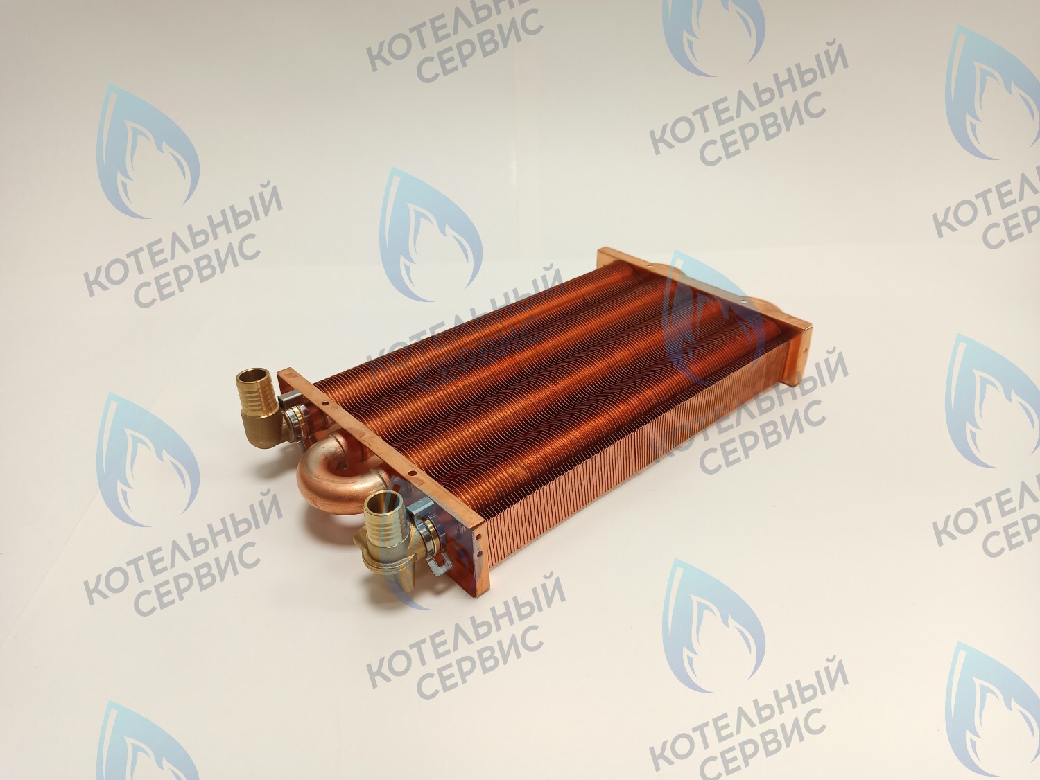 EM021-280-02-Фитинг-Комп Теплообменник отопления медный с фитингами (280 мм) 122 FIN (250-300MSC) DAEWOO в Оренбурге	