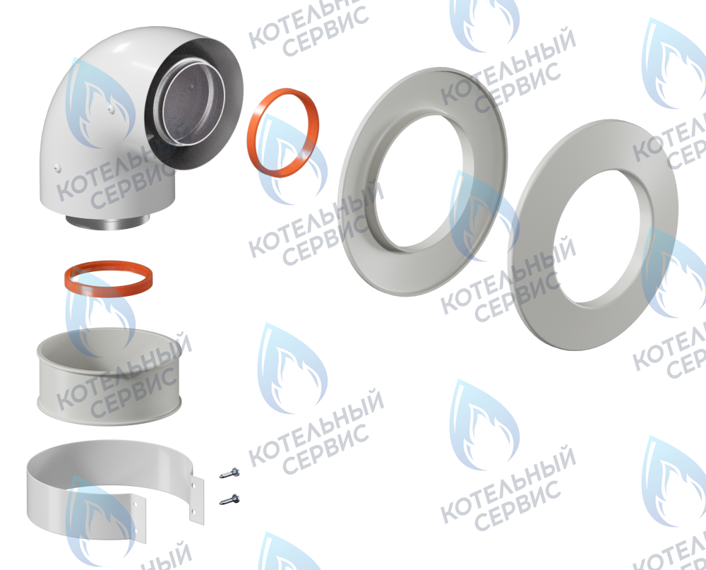 K-01V Отвод коаксиальный (колено) D60/100 (хомут в комплекте) в Оренбурге	