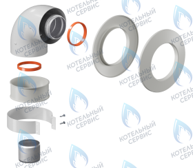 Отвод коаксиальный (колено) D60/100 (хомут в комплекте + втулка D60 L50)