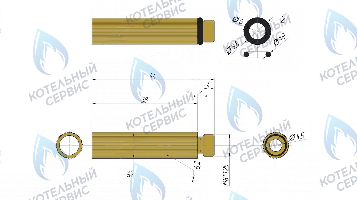 5645 Клапан аварийного давления L=44мм M8x1,25 в Оренбурге	