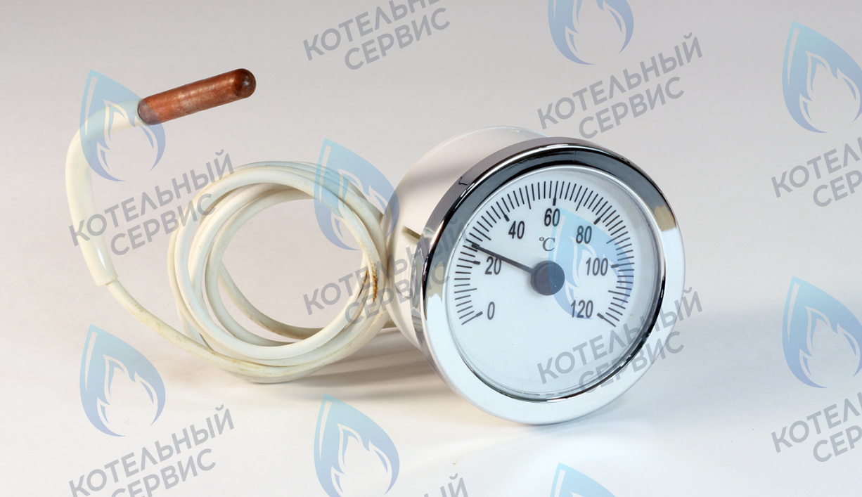 7248048 Термометр круглый хром рамка белый корпус 0-120°C FERROLI в Оренбурге	